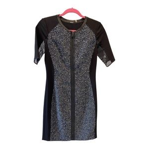 Elie Tahari tweed dress with front zipper.